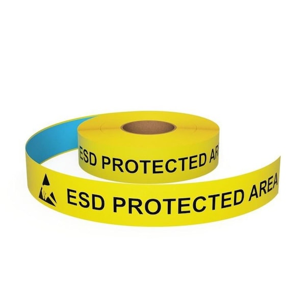 Ergomat DuraStripe In-Line Printing, 3inW x 50ftL, Yellow, ESD PROTECTED AREA - DSIL350Y-ESD-TYPE G