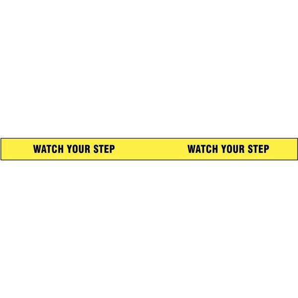 Zoro Select Floor Marking Tape, vinyl, Watch Your Step, Black, Yellow, 2 in W., 7 mil Thickness - 9UAA9