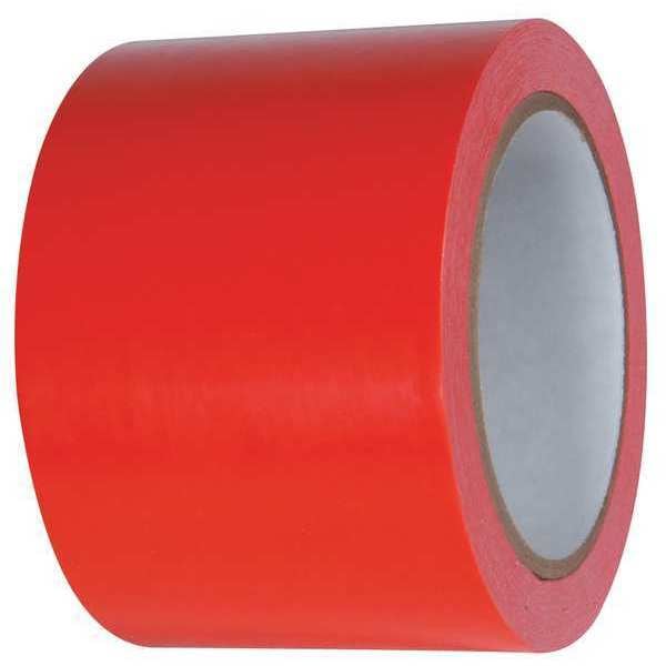 Zoro Select Floor Marking Tape, vinyl, Solid, Red, 3 in W., 2.4 mil Thickness, 2 PK - 24WH10