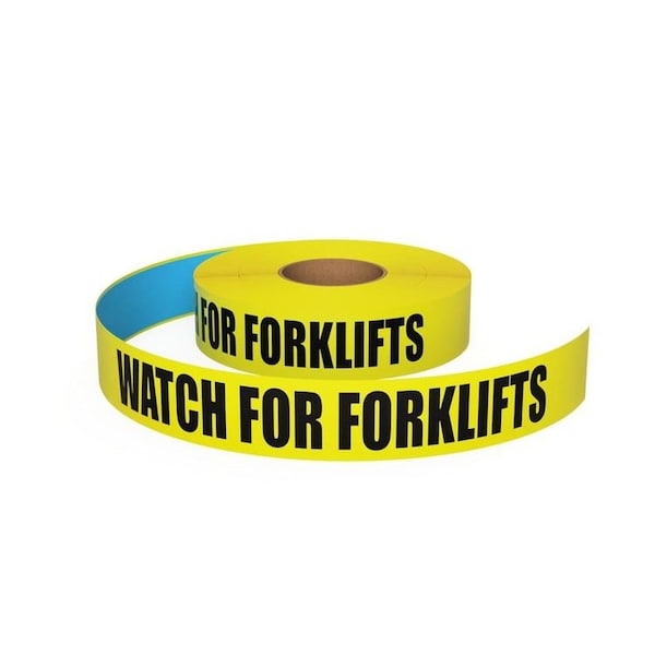 Ergomat Durastripe In-Line Printing 4in x 50ft Yellow - WATCH FOR FORKLIFTS - DSIL450-Y-WATCHFORFORKLIFTS