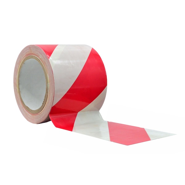 Wod Tape Laminated PVC, Red/White, 4 inch (96mm) W., 9 mil Thickness, 12 PK - WOD VSWT189L-PC-04000-12-18-RW