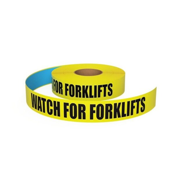 Ergomat Durastripe In-Line Printing 3in x 50ft Yellow - WATCH FOR FORKLIFTS - DSIL350-Y-WATCHFORFORKLIFTS