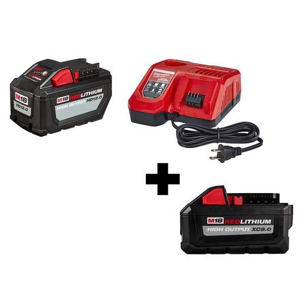 Milwaukee Tool Battery Kit, Li-Ion, 12.0 Ah - 48-59-1200, 48-11-1880
