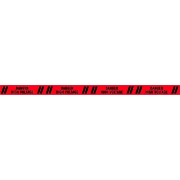 Zoro Select Floor Marking Tape, Polyester, Danger High Voltage, Black, Red, 3 in W., 7 mil Thickness - 8N027