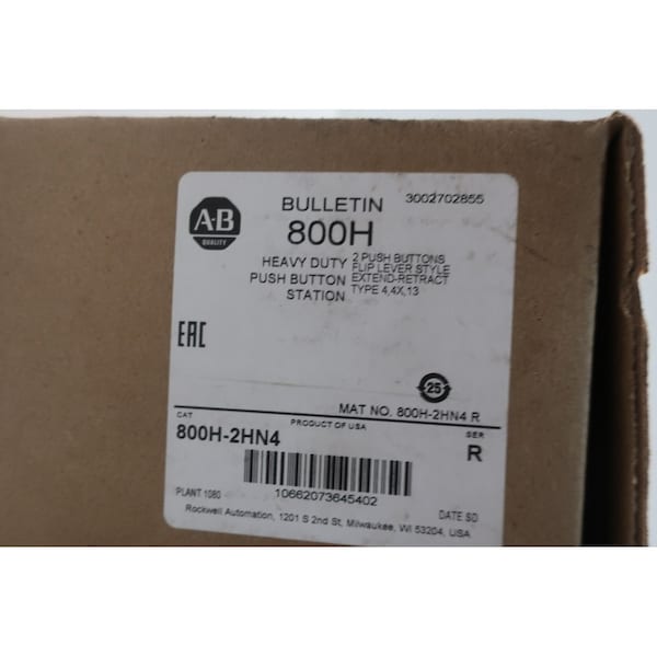 Botón pulsador de estación pesada Allen Bradley 800H-2Hn4 - 800H-2HN4