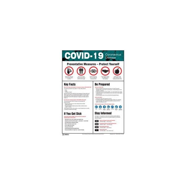 Accuform COVID-19 Coronavirus Preventative Measures Safety Poster, 17" X 22", Laminated Paper - SP125300L