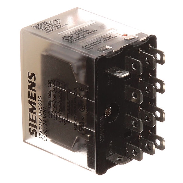 Relevador de enchufe Siemens, 24V de voltaje de bobina de CC, cuadrado, 14 pines, 4PDT - 3TX7117-5HC03C.