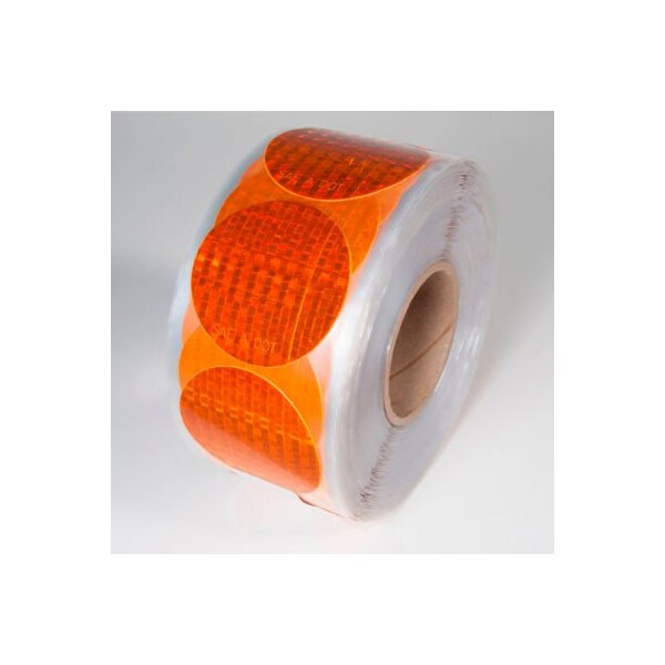 Top Tape And Label Reflective Marking Tape, Amber, 3"Dia. Circle, 50/Roll, RR350AM - RR350AM