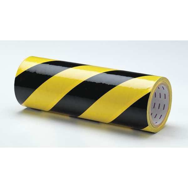 Zoro Select Floor Marking Tape, vinyl, No Legend, Black, Yellow, 12 in W., 7 mil Thickness - 9GEK7