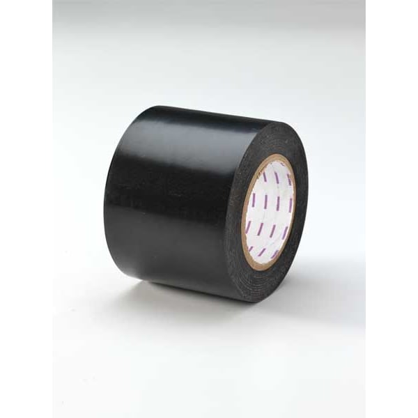 Zoro Select Floor Marking Tape, vinyl, No Legend, Black, 4 in W., 5 mil Thickness - 8PCN7