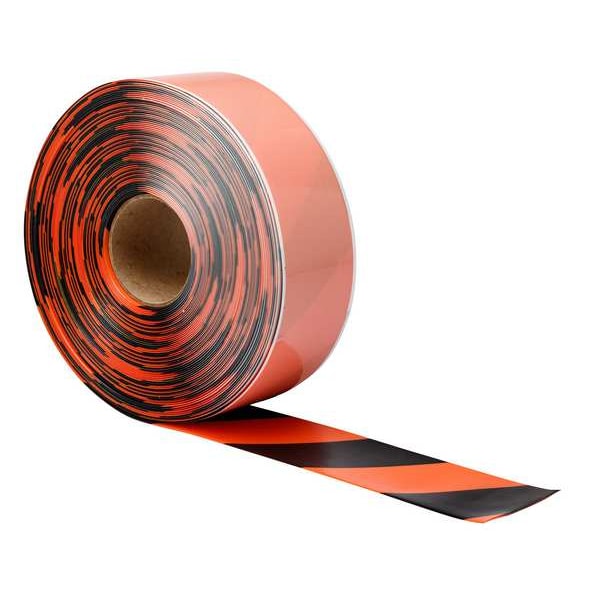 Brady Floor Marking Tape, Vinyl, Striped, Black; Orange, 3 in W., 50 mil Thickness - 170084