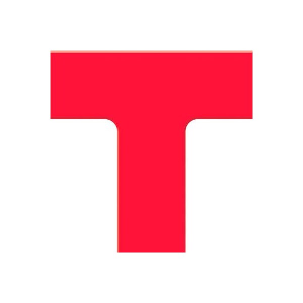 Accuform Accuform Tough-Mark Heavy-Duty Floor Marking Shape, 6inx6in T-Corner, Red - PTP207RD