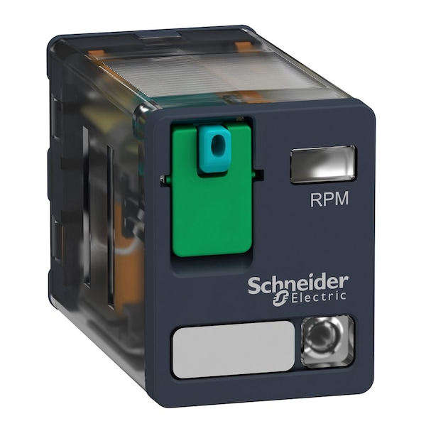 Relevador enchufable Schneider Electric, 15 A, 2 contacto normalmente abierto (NO), con luz indicadora, 110V DC de voltaje de bobina, 2 contactos normalmente abierto/cerrado_NC/NO - RPM22FD