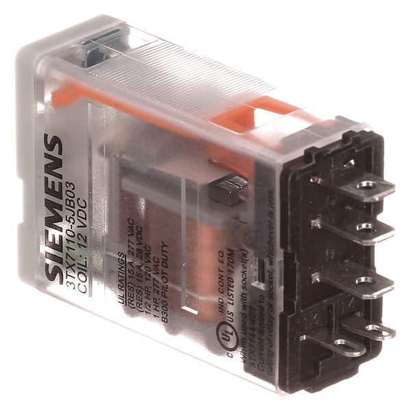 Relevador de inserción Siemens, 12 voltios de bobina de CC, cuadrado, 5 pines, SPDT - 3TX7110-5JB03