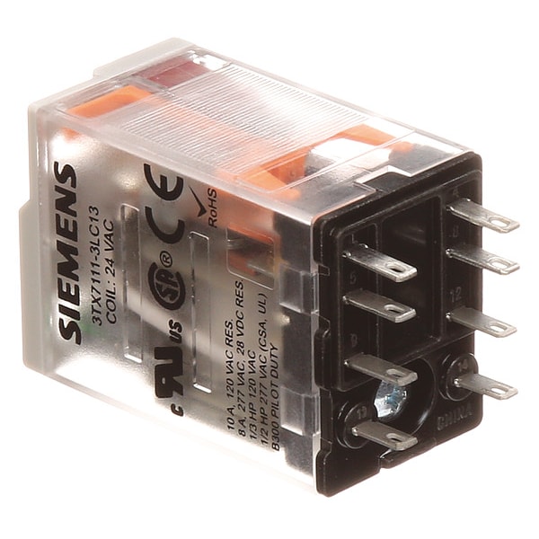 Relevador de inserción Siemens, 24V AC Coil Volts, Cuadrado, 8 pines, DPDT - 3TX7111-3LC13