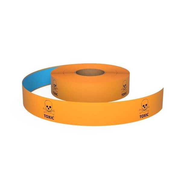 Ergomat Durastripe In-Line Printing 2in x 50ft Orange - TOXIC Skull & Crossbones - DSIL250-O-TOXIC