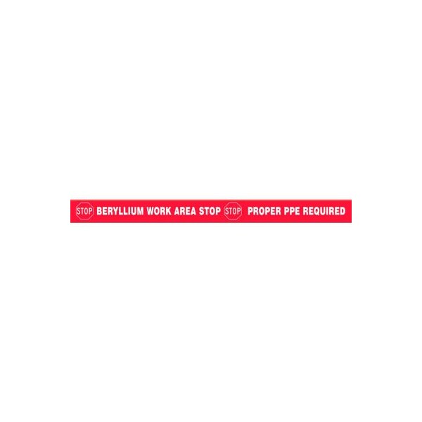 Accuform Accuform Tough-Mark Heavy-Duty Message Strip, Stop Beryllium Work Area, 4inx48in - PTP304