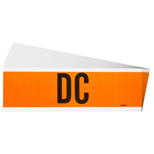 Brady DC Conduit and Voltage Lbls 2.25 in H x 9 in W BK on OR 25/PK - 152340