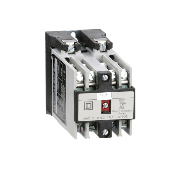 Relevador de control NEMA Square D, Tipo X, herramienta de máquina, 10A resistivos a 600 VCA, 4 contactos NA y 4 contactos NC, bobina de 110/120 VCA 50/60 Hz - 8501XO44V02