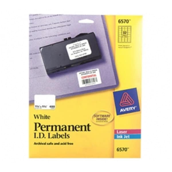 Avery Dennison Avery Dennison Permanent I.D. Labels 1.25 Inch x 1.75 Inch 480 Label Multipurpose Label 6570 - 6570