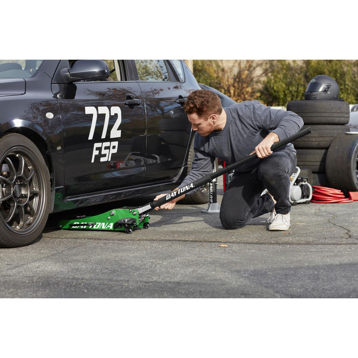 Gato de piso de aluminio de la serie profesional de carreras de 2 toneladas Daytona con BOMBA RÁPIDA - 58393