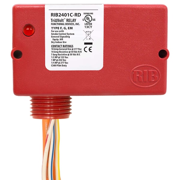 Dispositivo funcional de relé encapsulado 10 amperios SPDT 24VCA/CD o 120VCA en carcasa roja - RIB2401C-RD