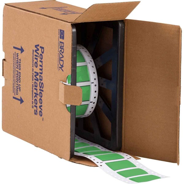 Brady PermaSleeve HX Heat Shrink Double Sided Wire Marking Sleeves, Green, 0.75 in. Dia x 2 in. W - 2HX-750-2-GR