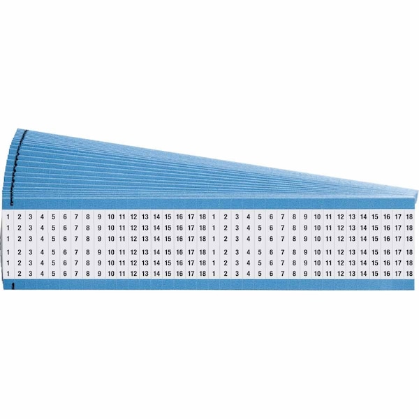 Brady Wire Marker Card Repositionable Vinyl Cloth Legend: 1 to 18 900 Total, 25PK - WM-1-18-PK