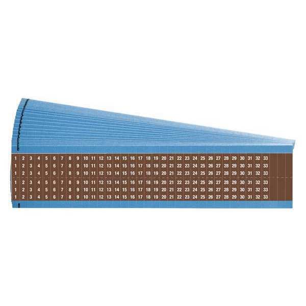 Brady Wire Markers, Legend 1-33, Wht/Brown, PK25 - WM-1-33-BR-PK