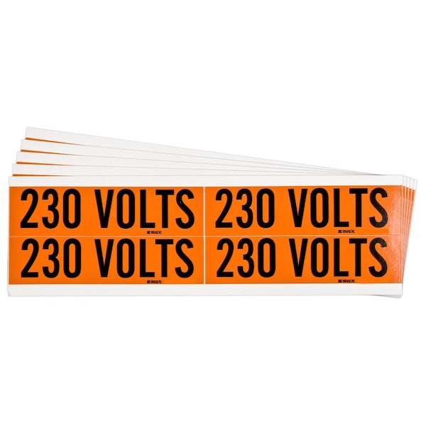 Brady 230 Volts Conduit and Voltage Lbls 1.125 in H x 4.125 in W BK on OR 5/PK - 152353
