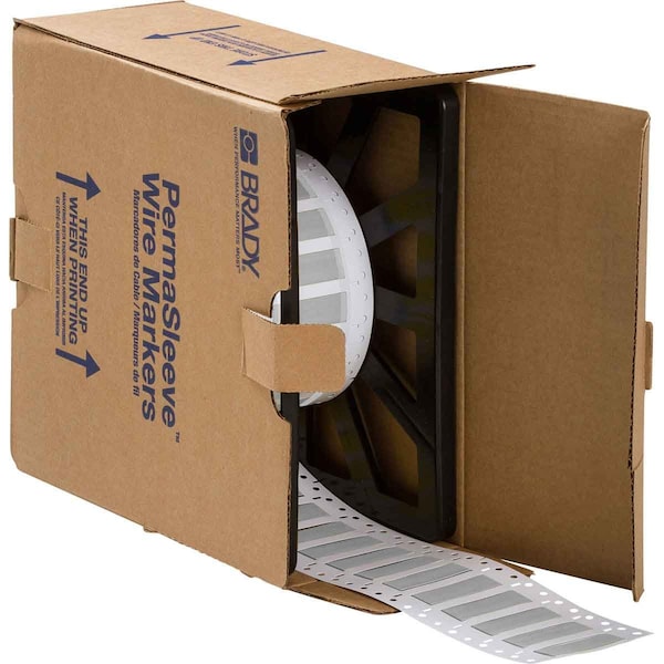 Brady PermaSleeve HX Heat Shrink Double Sided Wire Marking Sleeves, Gray, 0.375 in. Dia x 0.67 in. W - 2HX-375-2-GY-3