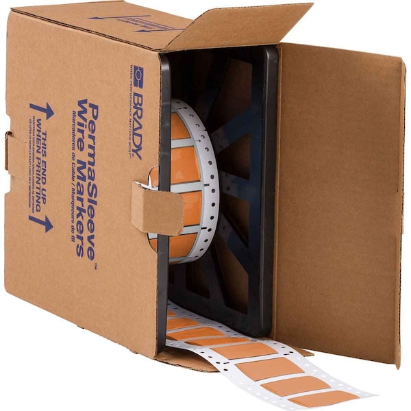 Brady PermaSleeve HX Heat Shrink Double Sided Wire Marking Sleeves, Orange, 0.75 in. Dia x 0.67 in. W - 2HX-750-2-OR-3