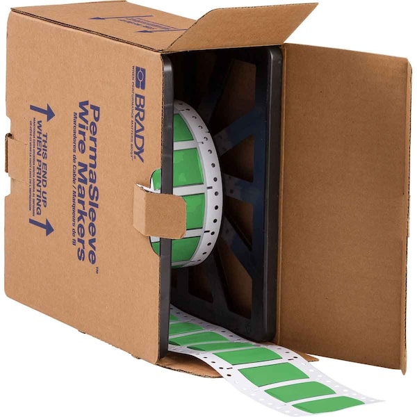 Brady PermaSleeve HX Heat Shrink Double Sided Wire Marking Sleeves, Green, 0.75 in. Dia x 0.67 in. W - 2HX-750-2-GR-3