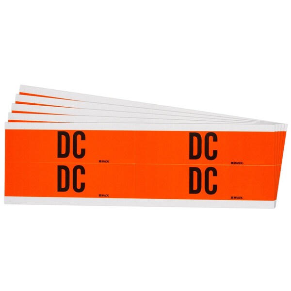 Brady DC Conduit and Voltage Lbls 1.125 in H x 4.125 in W BK on OR 5/PK - 152375