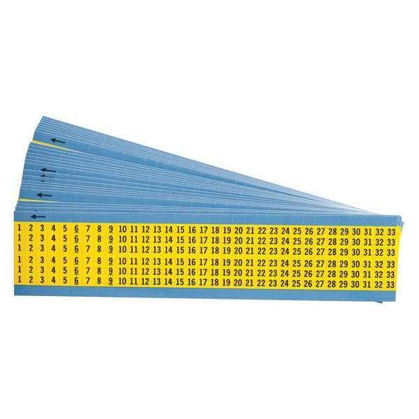 Brady Wire Markers, Legend 1 to 33, Blk/Ylw, PK25 - WM-1-33-YL-PK
