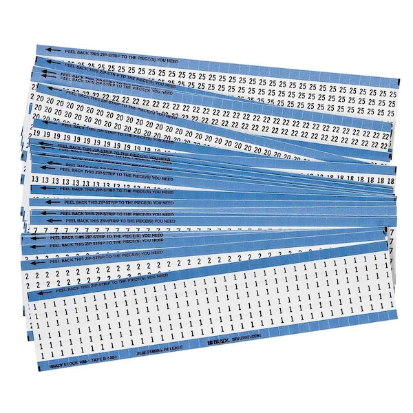Brady Combination Pack Wire Markers Repositionable Vinyl Cloth, 1 to 25, 900 Total, 25PK - CPCWM-1-25