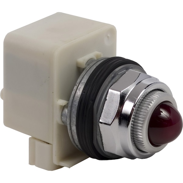 Indicador luminoso Schneider Electric, Harmony 9001K, metal, vidrio, en forma de domo, color rojo, 30mm, 110-120V - 9001KP1R6