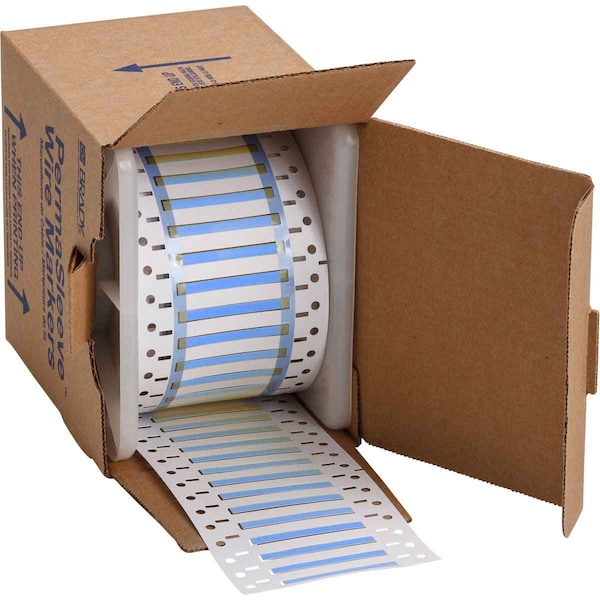 Brady PermaSleeve HX Heat Shrink Double Sided Wire Marking Sleeves, 0.187 in. x 2 in. W, Blue, Roll of 500 - 2HX-187-2-BL-S