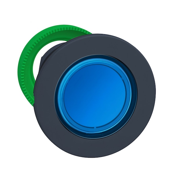Cabeza de botón pulsador iluminado Schneider Electric para Harmony XB5, antimicrobiano, de plástico, azul empotrado, de 30 mm, LED universal - ZB5FA68