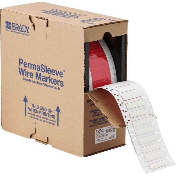Brady PermaSleeve HX Heat Shrink Double Sided Wire Marking Sleeves, 0.25 in. Dia x 2.3 in. W, White - 2HX-250-2.3-WT