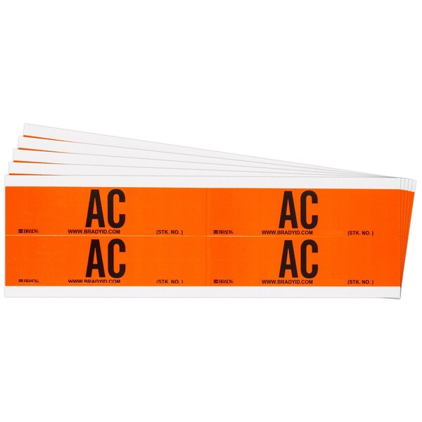 Brady AC Conduit and Voltage Lbls 1.125 in H x 4.125 in W BK on OR 5/PK - 152373