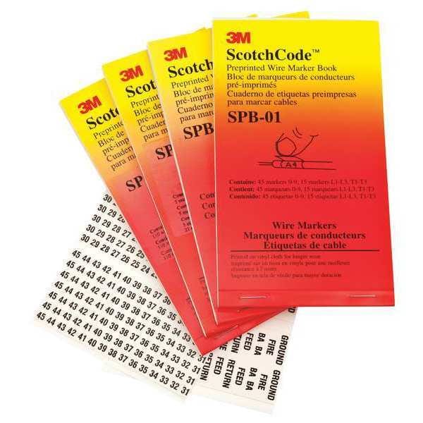 3M Wire Marker Book, Preprintd, Slf-Adhes, PK5, SPB-07 - SPB-07