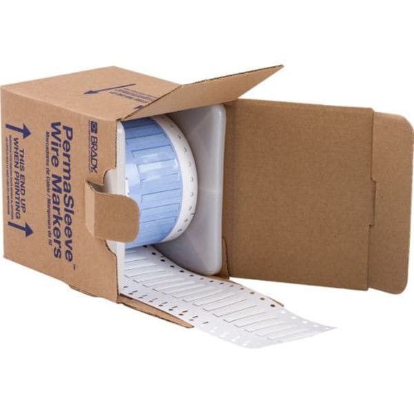 Brady 1-1/2" x 15/64", Wire Marker, Wire Sleeve, Write On Legend, White - PS-125-150-WT-S