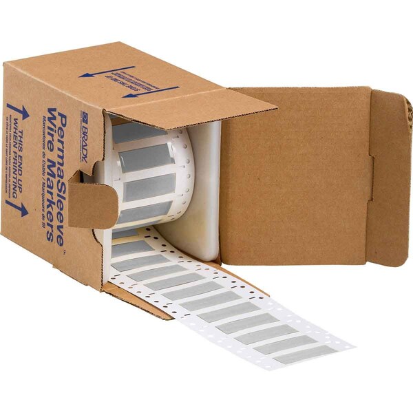 Brady PermaSleeve HX Heat Shrink Double Sided Wire Marking Sleeves, 0.25 in. x 2 in. W, Gray, Roll of 500 - 2HX-250-2-GY-S