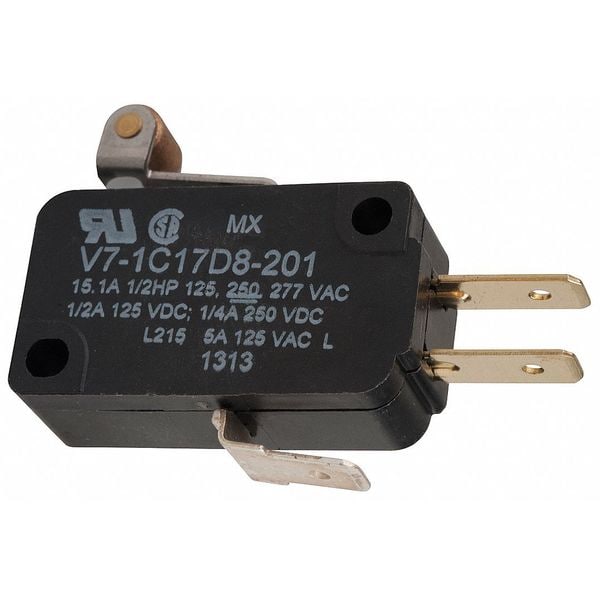 Interruptor de Acción Rápida Miniatura Honeywell, Palanca, Rodillo, Actuador Corto, SPDT, Clasificación de Contacto de 15A a 240V AC - V7-1C17D8-201