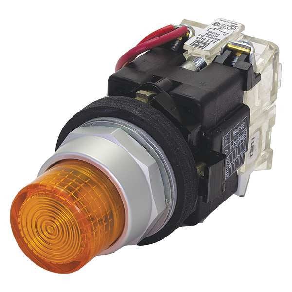 Botón pulsador iluminado de Eaton, 30 mm, 1 contacto normalmente abierto, color ámbar - HT8GBAAF3