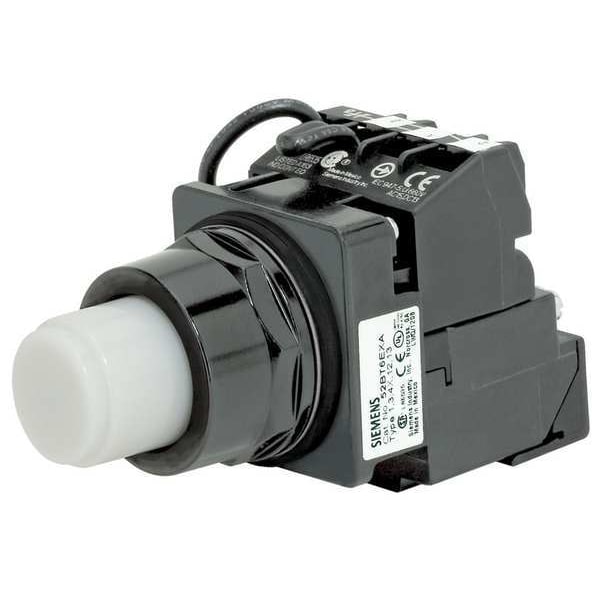 Botón pulsador iluminado de Siemens, 30 mm, 1NA/1NF, blanco - 52BT6DBA