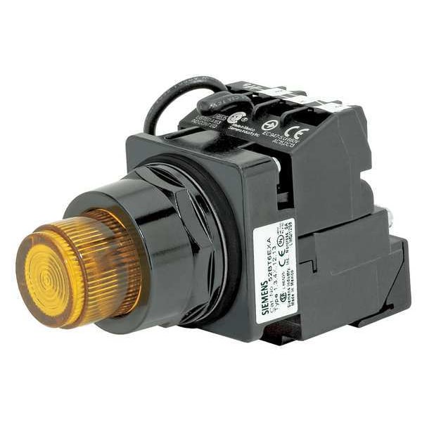 Botón pulsador iluminado Siemens, 30 mm, 1NO/1NC, Ámbar - 52BT6J9A