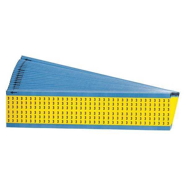 Brady Wire Markers, Legend 3, Black/Yellow, PK25 - WM-3-YL-PK