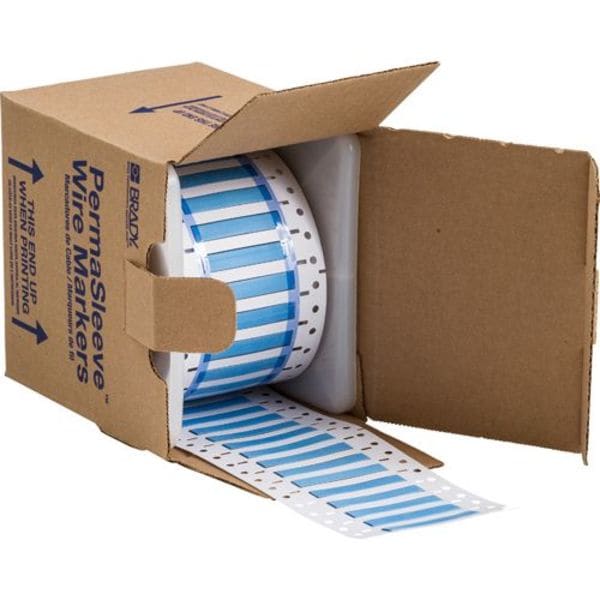 Brady Write On Blue Wire Marker Sleeves, PermaSleeve(R) Polyolefin, 3PS-187-2-BL-S - 3PS-187-2-BL-S